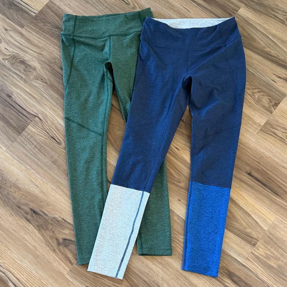 Outdoor Voices Colorblock Leggings - Green and Blue